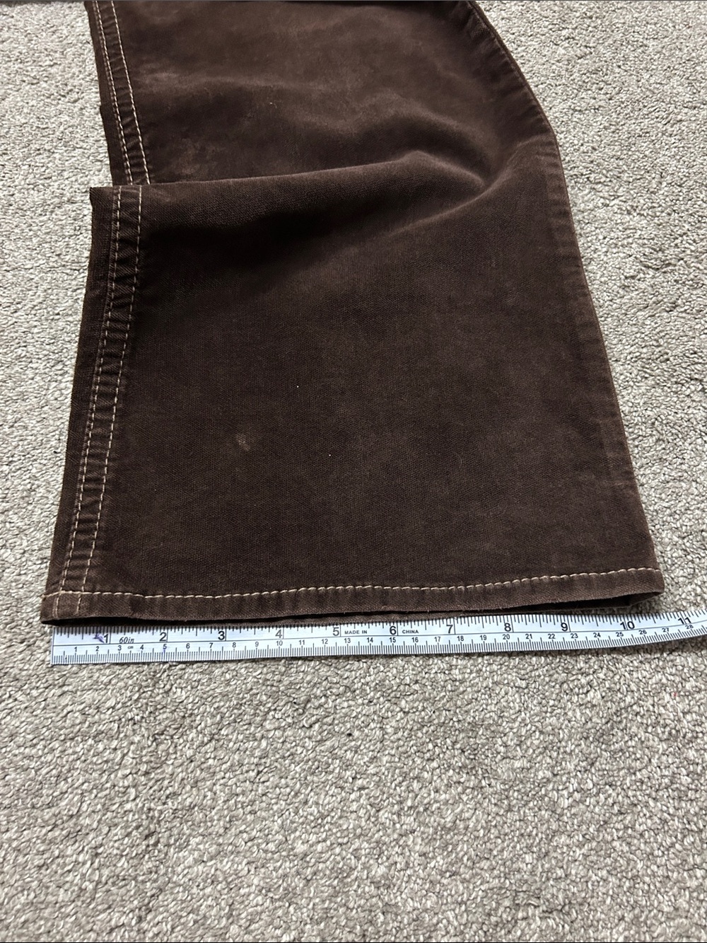 Vintage 90s Silver Jeans Bootcut Flared Brown Suede / Velvet Pants 31x33 - Picture 8 of 8